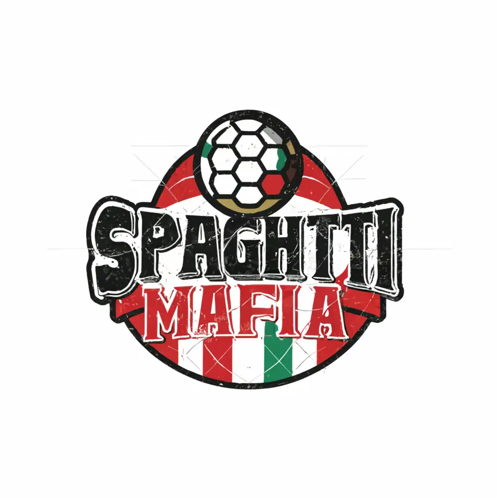 a logo design,with the text "Spaghetti Mafia", main symbol:The flag of Italy and a football,Moderate,be used in Events industry,clear background