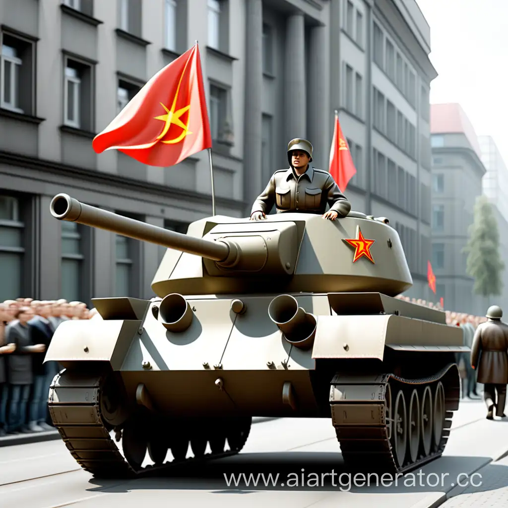 Советский танк едет по берлину