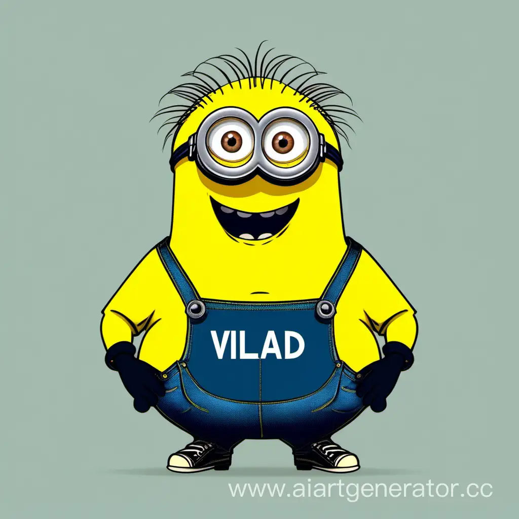 Curly-Minion-in-Vlad-TShirt-with-Protruding-Belly