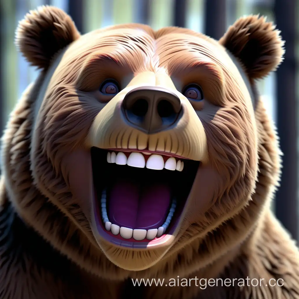 Joyful-Bear-Expresses-Happiness-with-a-Friendly-Smile-and-Likes-Gesture