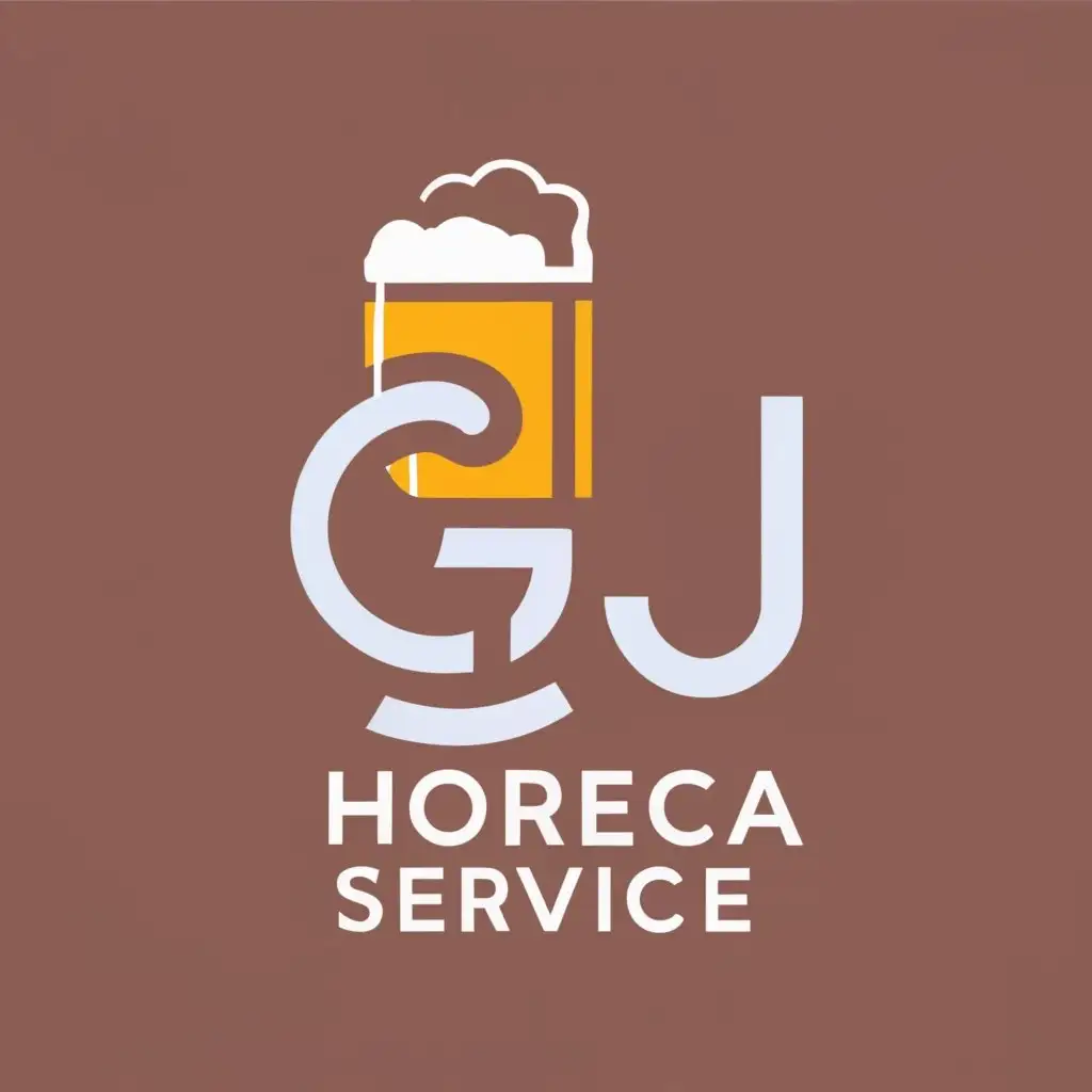 logo, Beer tap, vibrant, minimalistic, professional, with the text "GJ Horeca Service", typography, be used in Restaurant industry, More clear spelling of "Horeca Service", more colorful color scheme, Put a beerglass in the middle, differentiate the style