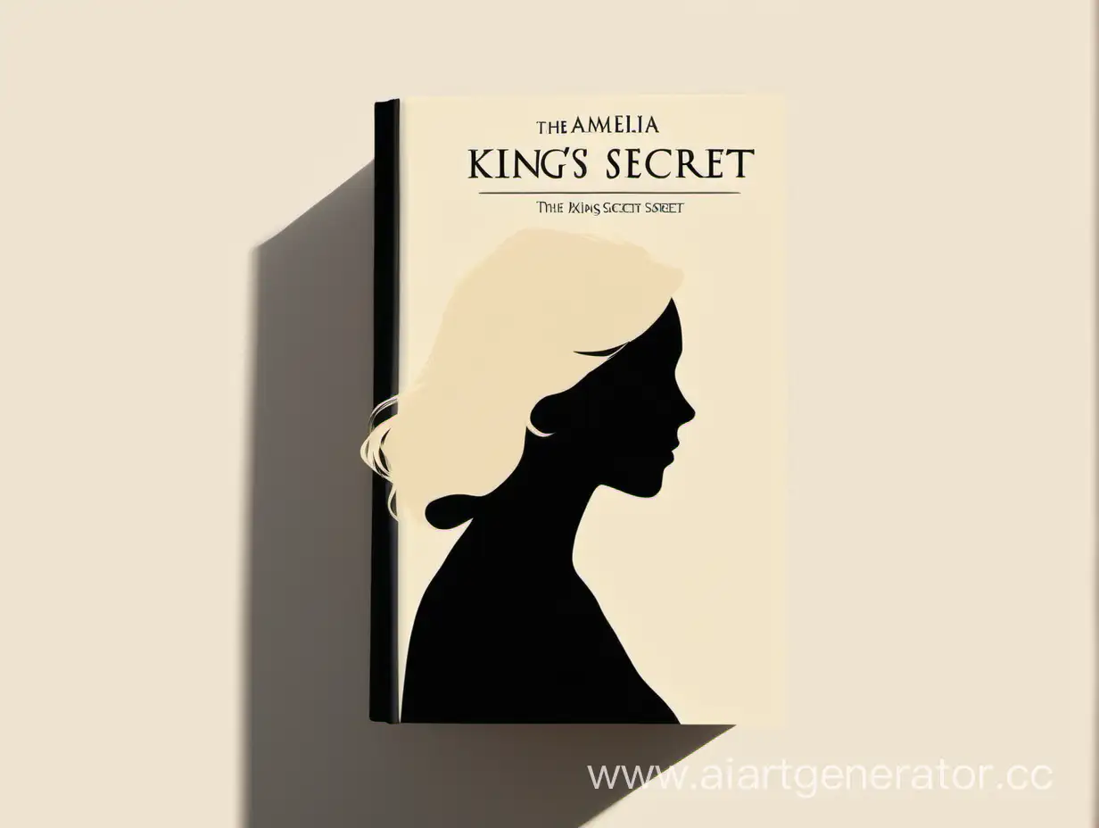 эстетичная и минималистичная обложка для книги под названием "тайна короля" писатель - Амелия Уайльд, на обложке  силуэт блондинки 