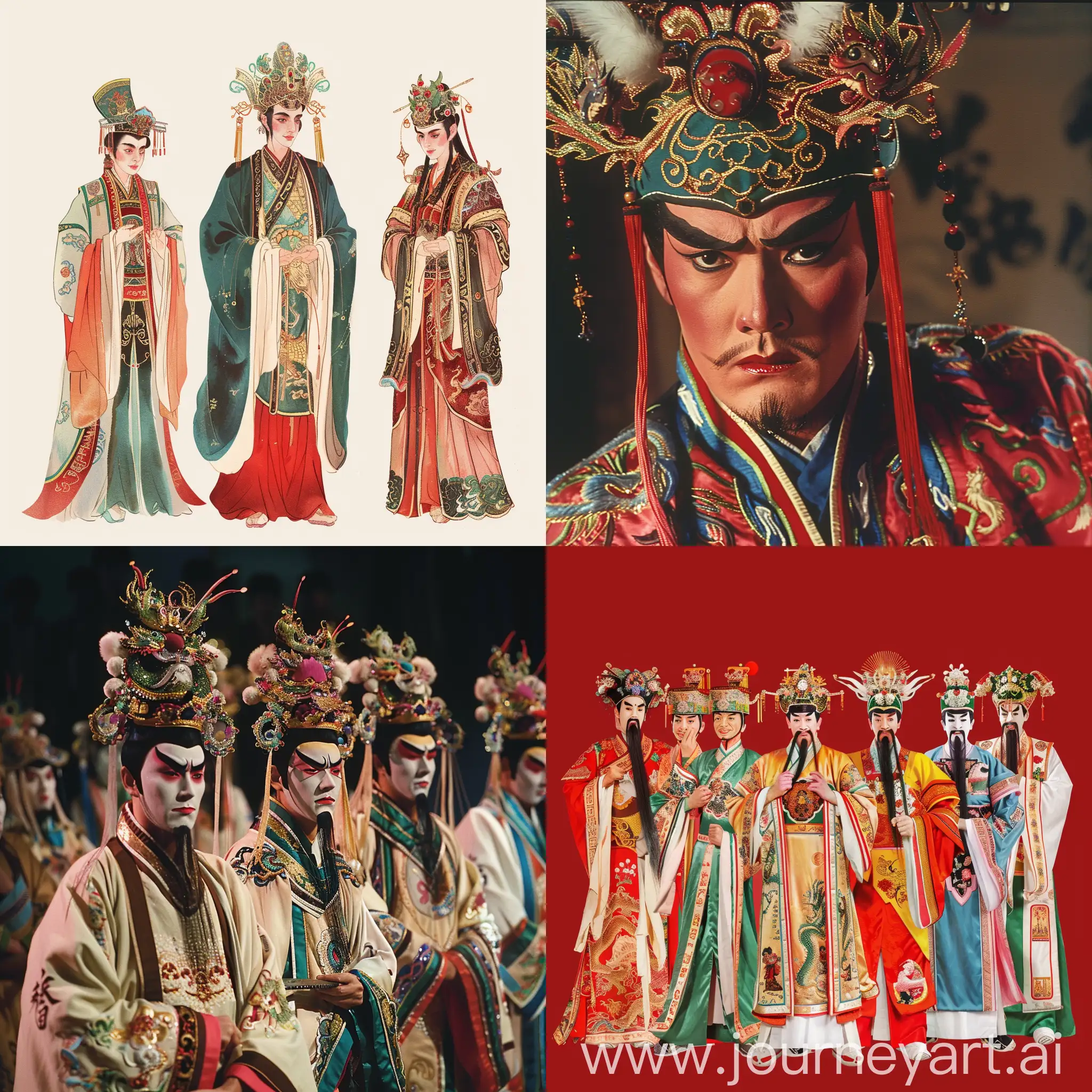 Chinese-Traditional-Opera-Male-Characters-Performing-on-Stage