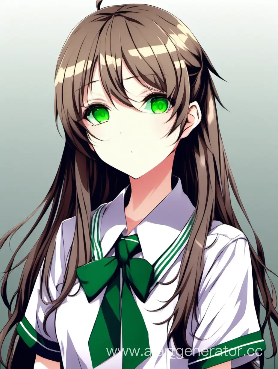 The girl is 15 years old, she is Yandere hair color brown, eyes color Green wears a school uniform