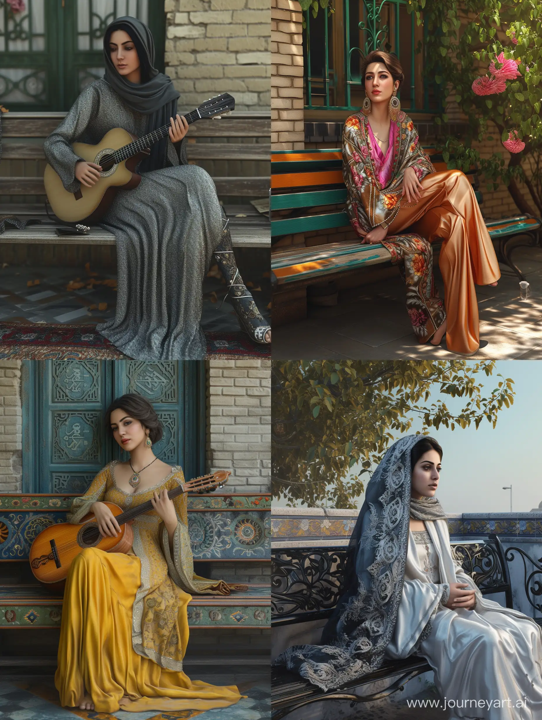 Hayedeh-Iranian-Singer-Rests-on-Tehran-Bench-in-Stunning-8K-Photorealistic-Detail