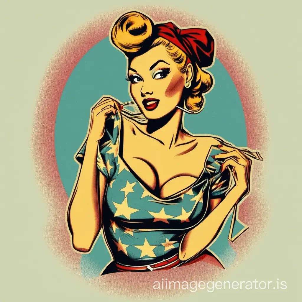Colorful-PinUp-Style-TShirt-Print-with-Retro-Vibe