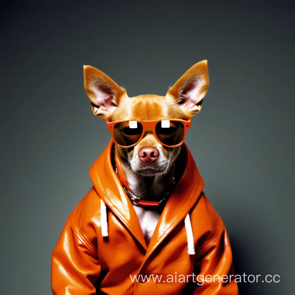 Оранжевая собака в одежде тайлера дёрдена