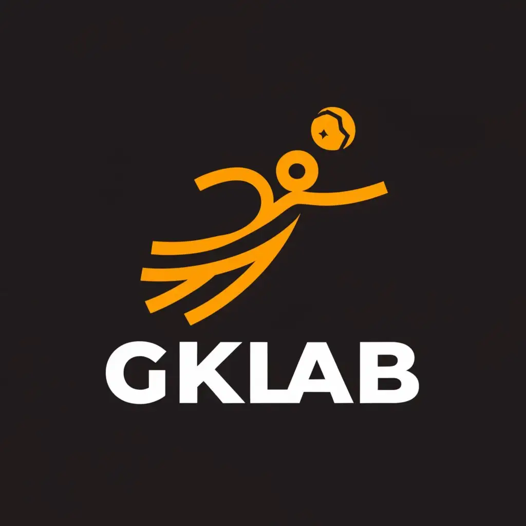 a logo design,with the text "GKLab", main symbol:A flying Football-Goalkeeper,complex,be used in Sports Fitness industry,clear background