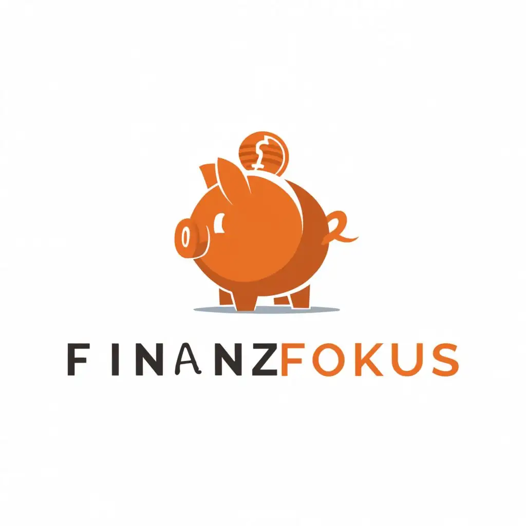 a logo design,with the text "FinanzFokus", main symbol:Piggy Bank, Money, Coins,Moderate,clear background