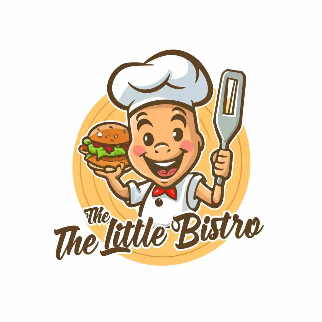 a logo design,with the text "The Little Bistro", main symbol:resturant 2d cartoon character,Moderate,clear background