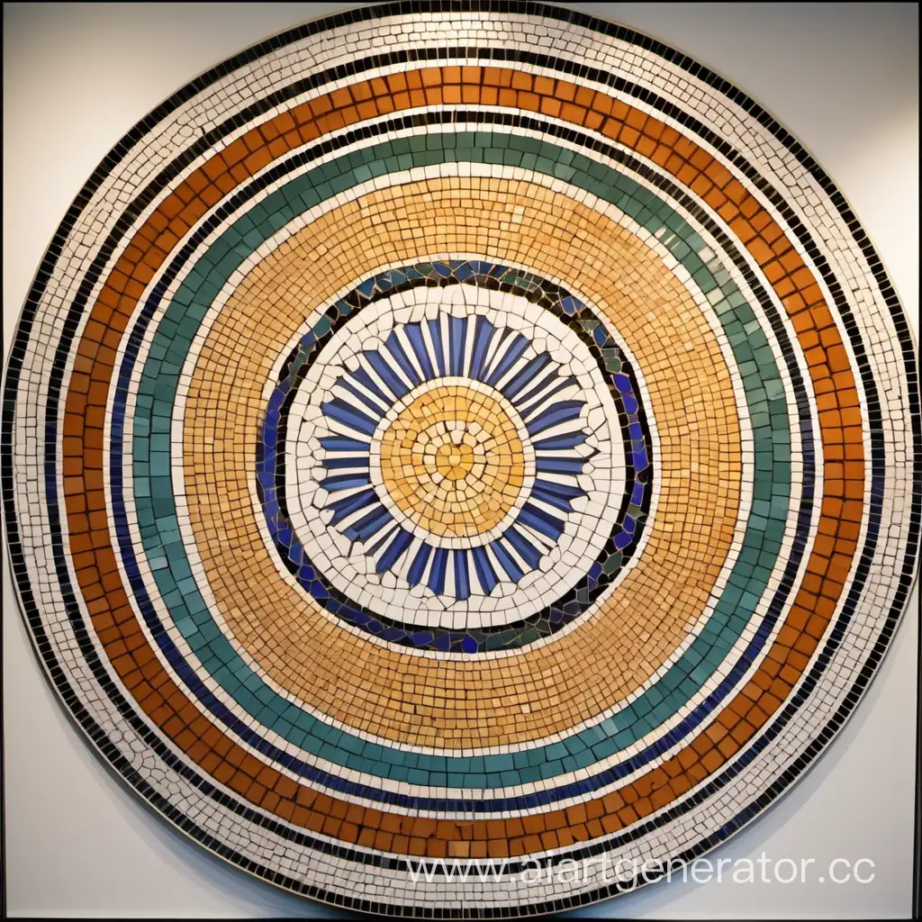 изобрази круглое мозаичное панно с симметричным рисунком 