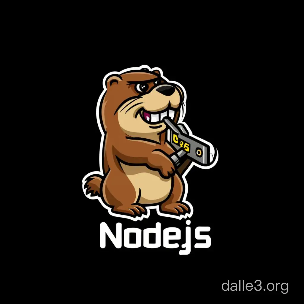 The Go gopher mascot destroy NodeJS logo by a chainsaw