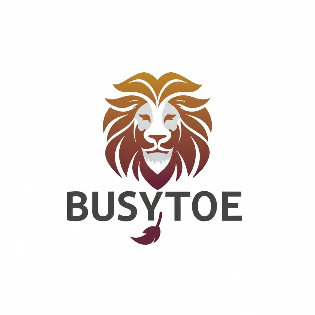 logo, Lion, with the text "BUSYTOE", typography