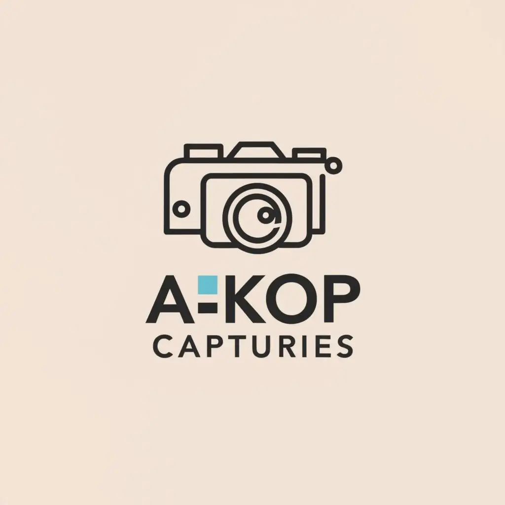 a logo design,with the text "AkOP Captures", main symbol:Camera, Lens,Moderate,clear background