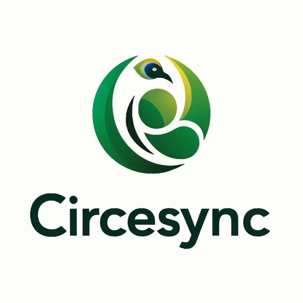 a logo design,with the text "CircleSync", main symbol:Green peacock,Moderate,be used in Internet industry,clear background