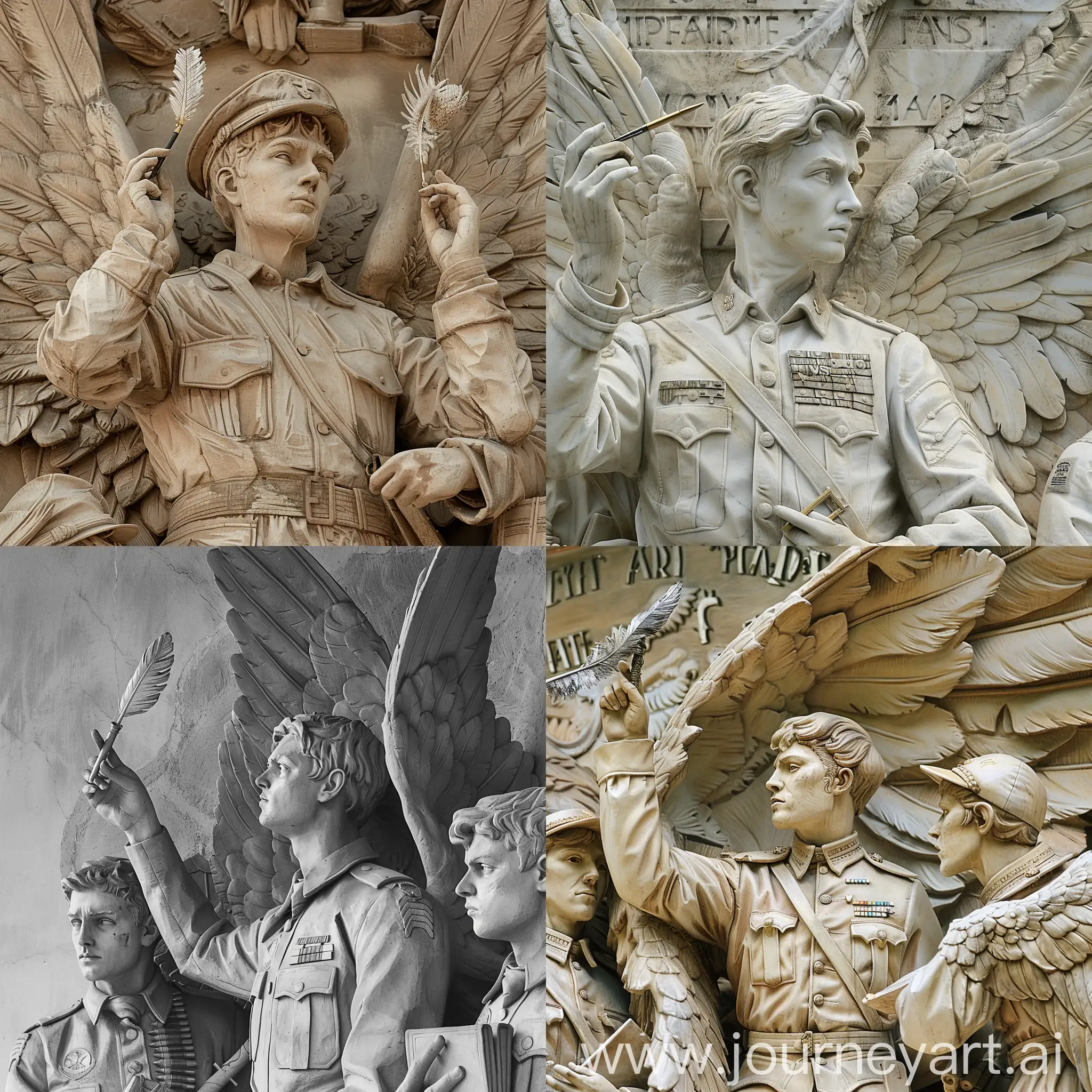 Military-College-Cadet-Celebrating-100-Years-Monumental-Sculpture-in-Decorated-Uniform