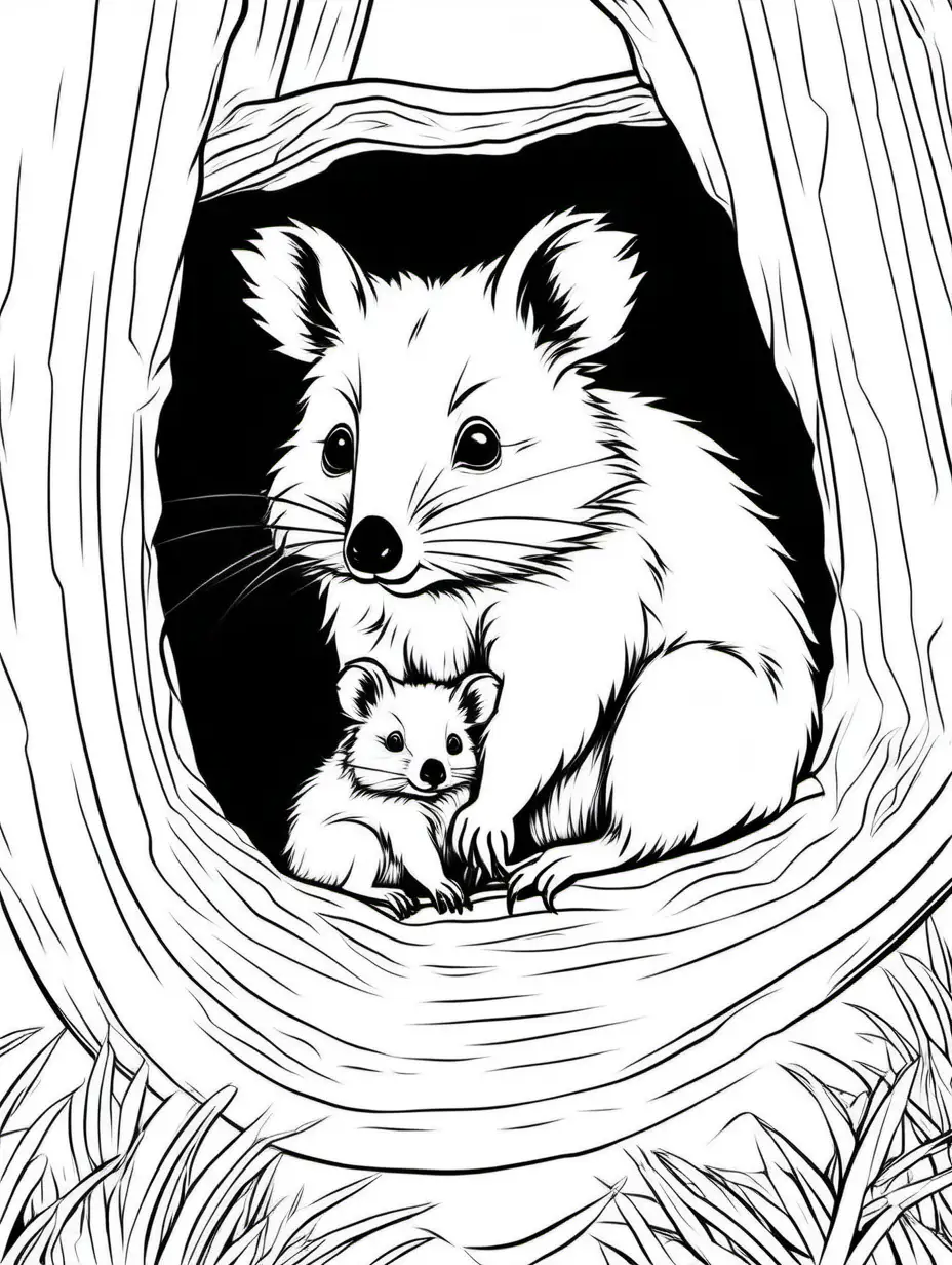 Adorable Quokka Joey Cartoonstyle Black and White Coloring Book Illustration