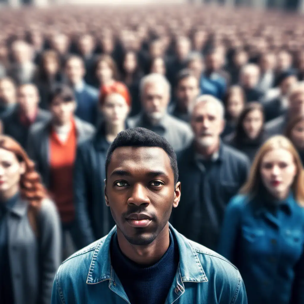 an image showing a crowd of people in the background with the focus on one person.  Standing out in a crowd
