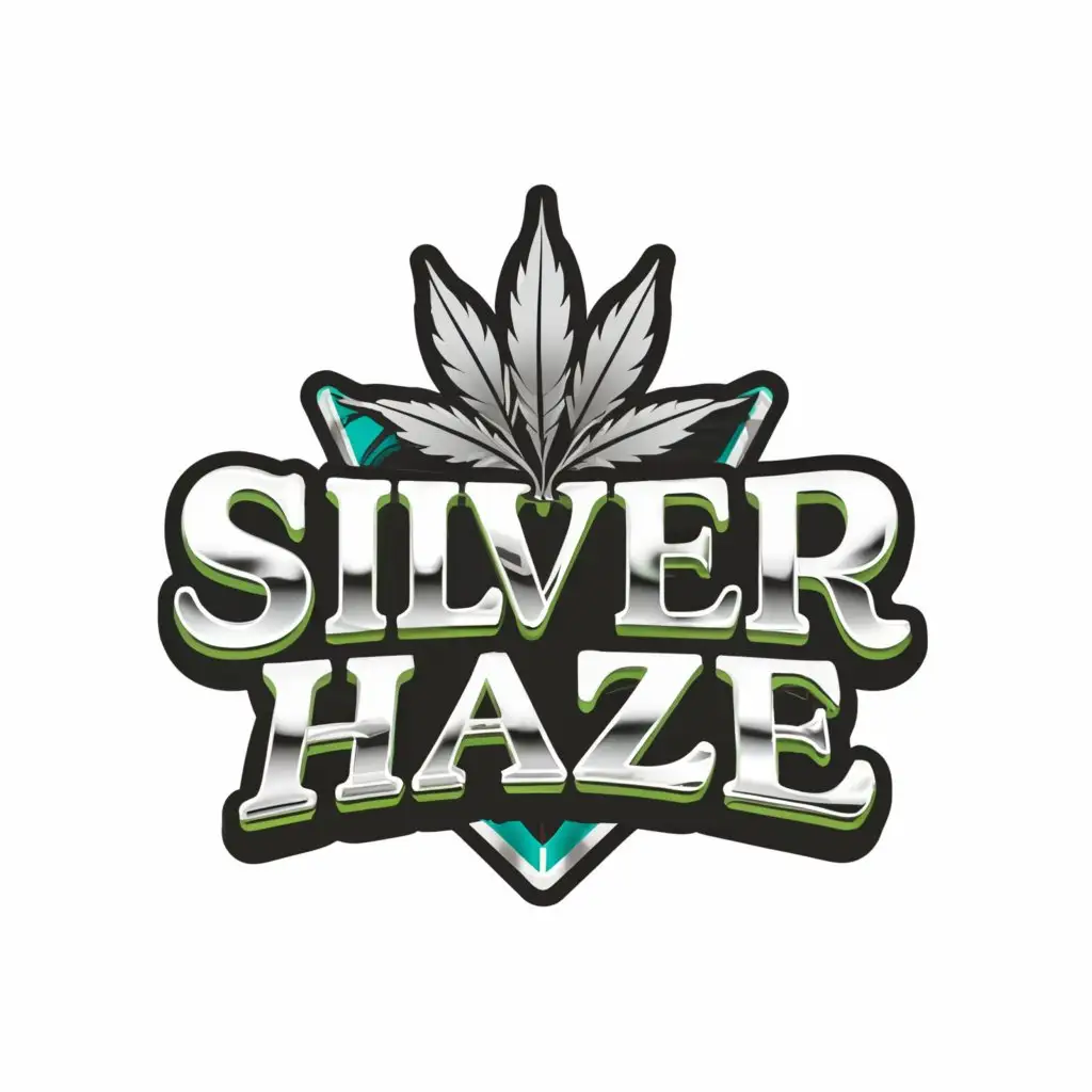 a logo design,with the text "Super Silver haze", main symbol:Silver, weed leaf, comic style,Moderate,clear background