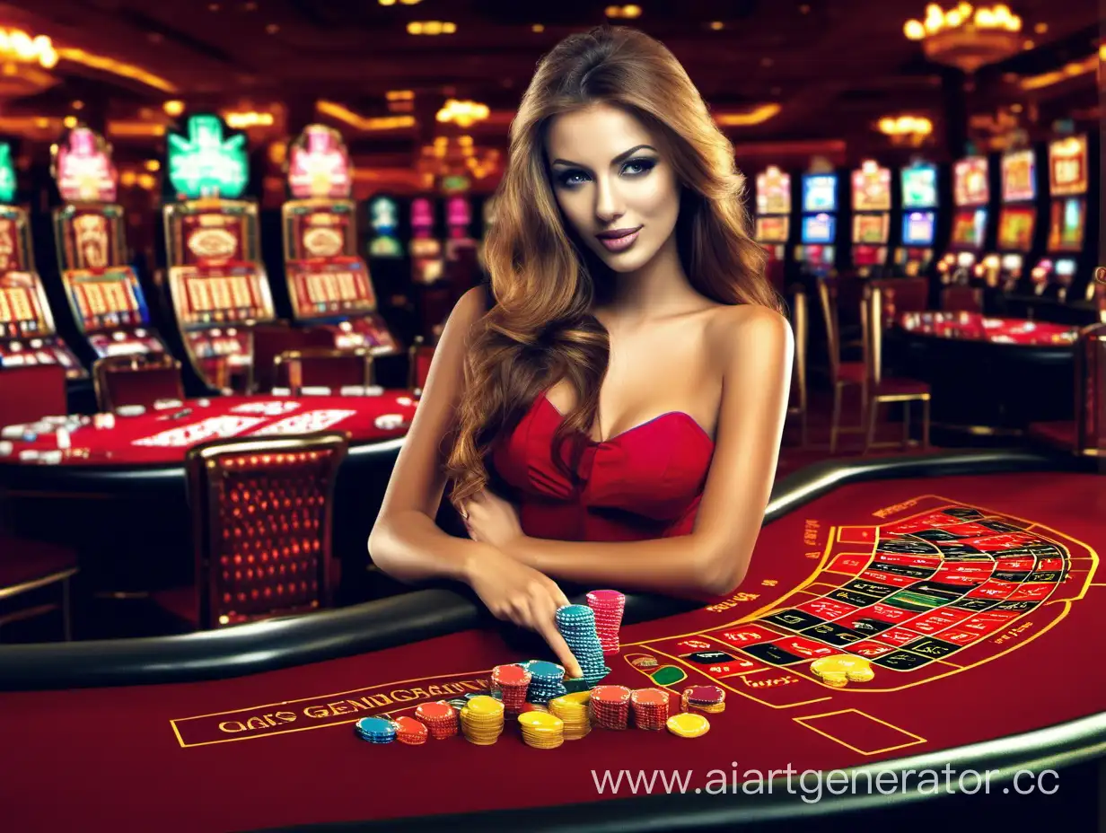 make a picture generation for a YouTube gambling channel, in particular casinos with beautiful girls around