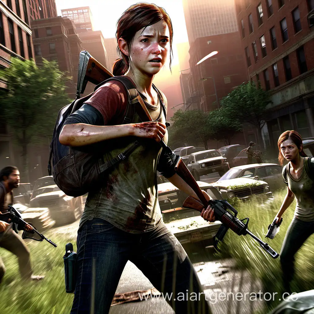 ellie from the last of us fighting zombies