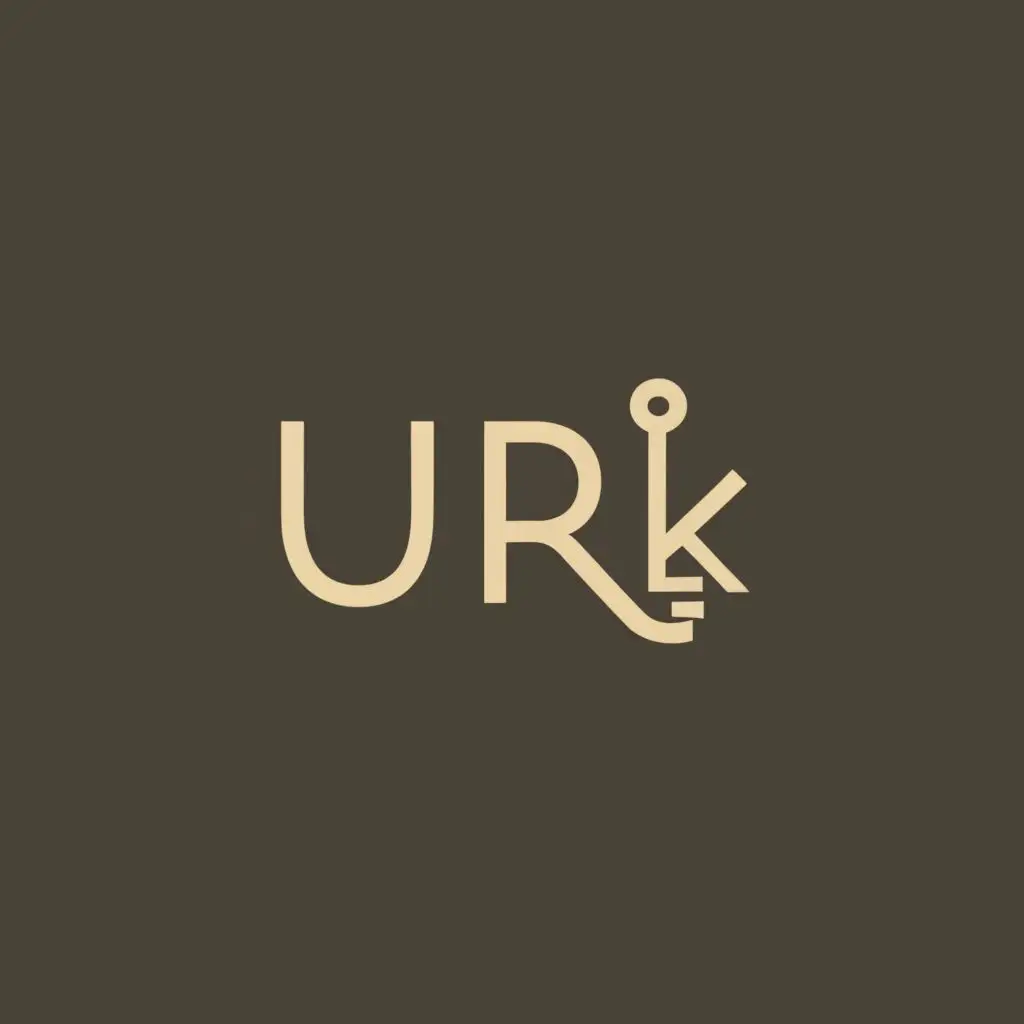 a logo design,with the text "URK", main symbol:old Key,Minimalistic,clear background