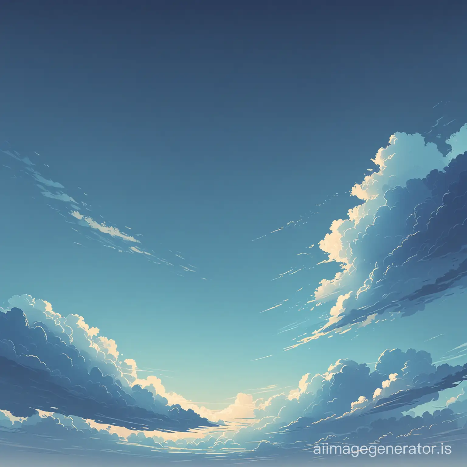 blue sky gradient, illustration style, with distant clouds
