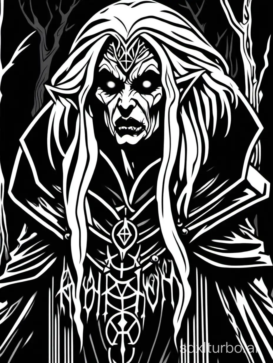 Sinister Drow Vampire Hag Hilla the Dark in 1980s DD Style Line Art ...