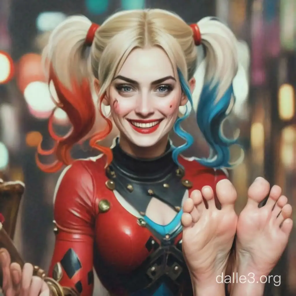 Playful Harley Quinn Tickling Soles Dalle3 Ai