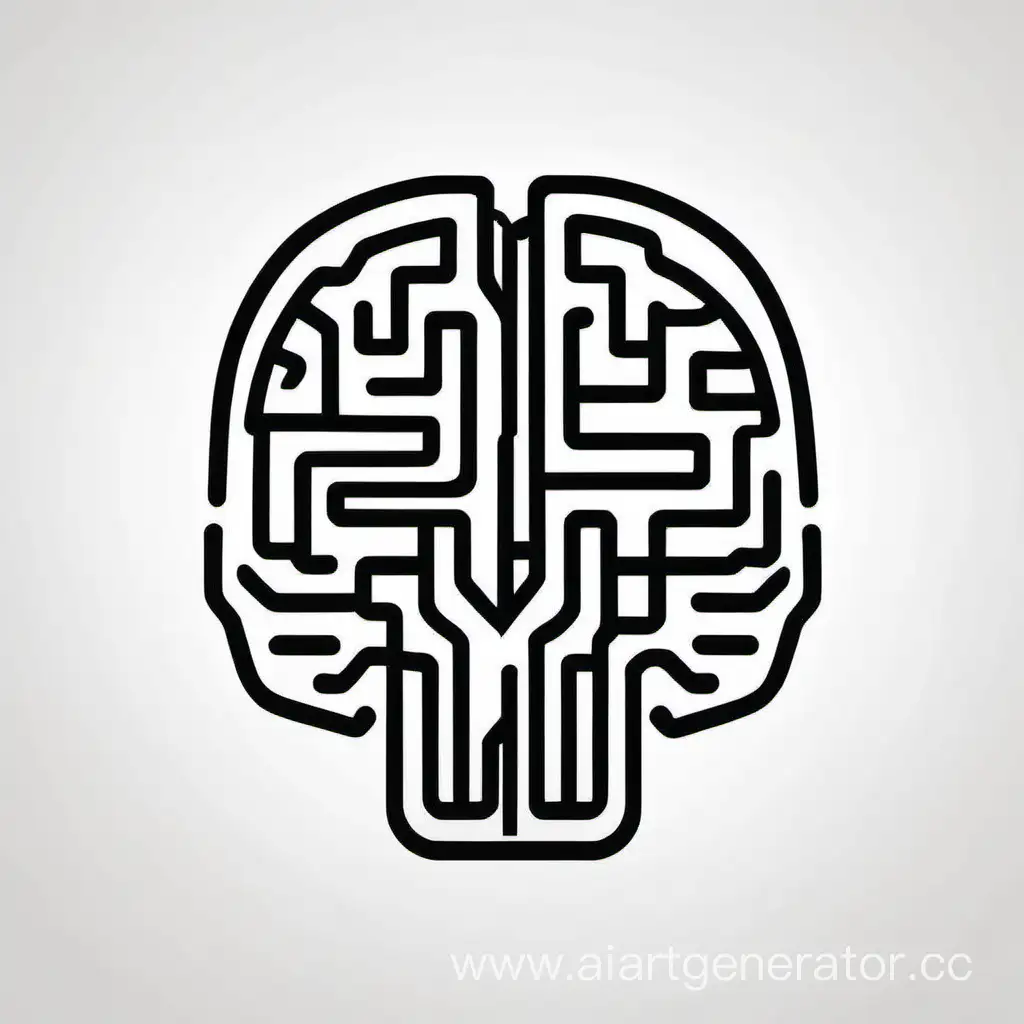 Minimalistic-Mechanical-Brain-Logo-in-Black-Line-on-White-Background