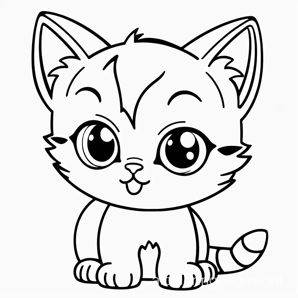 Baby cat front view , Coloring Page, black and white, line art, white background, Simplicity, Ample White Space. The background of the coloring page is plain white to make it easy for young children to color within the lines. The outlines of all the subjects are easy to distinguish, making it simple for kids to color without too much difficulty, Coloring Page, black and white, line art, white background, Simplicity, Ample White Space. The background of the coloring page is plain white to make it easy for young children to color within the lines. The outlines of all the subjects are easy to distinguish, making it simple for kids to color without too much difficulty