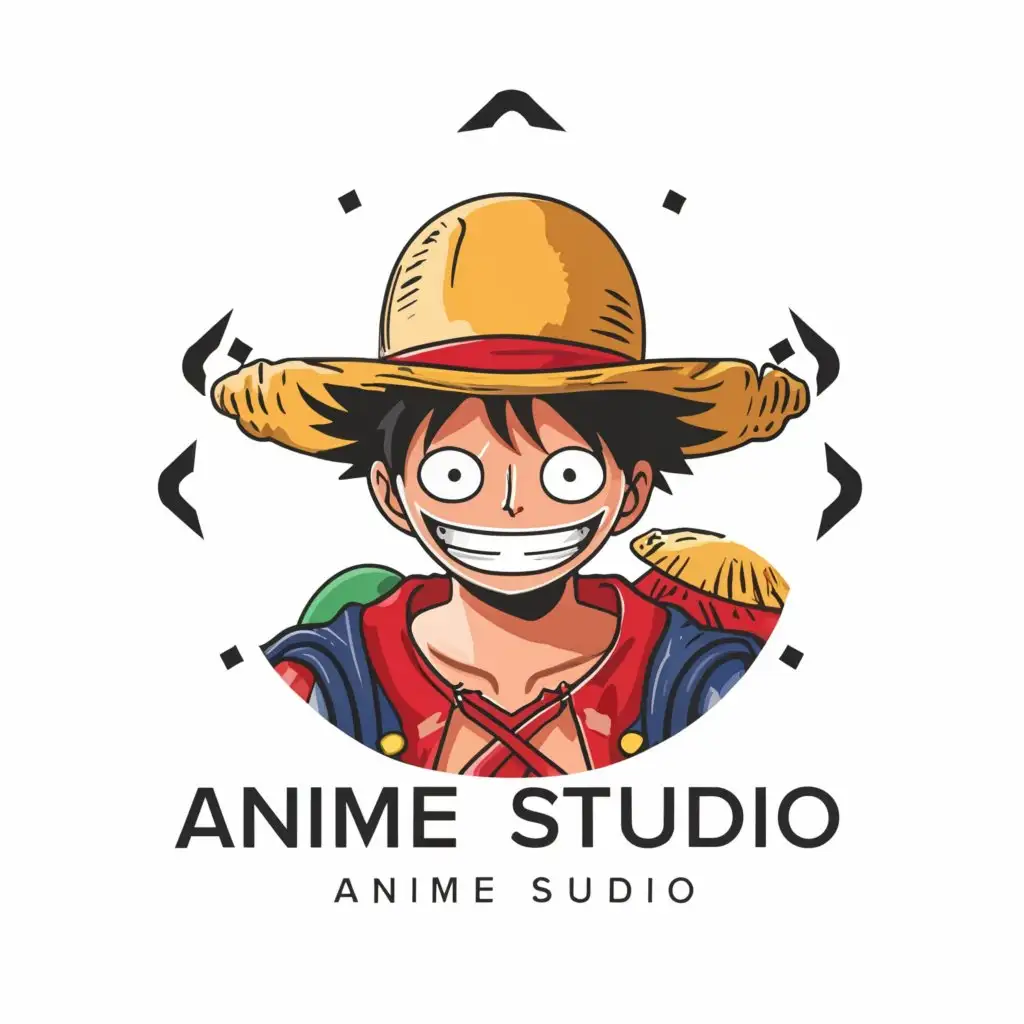 a logo design,with the text "Anime Studio", main symbol:Straw hat luffy,complex,be used in Entertainment industry,clear background