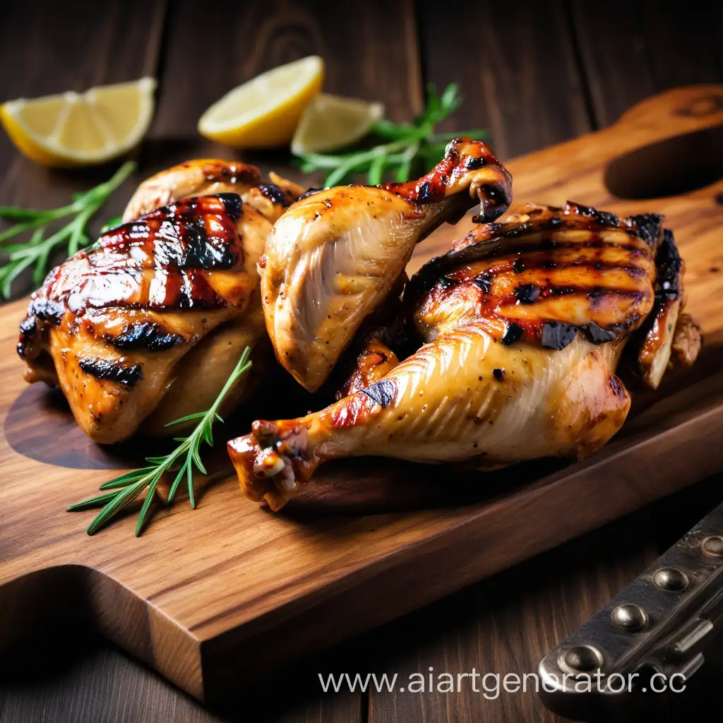 Savory-Grilled-Chicken-Presentation-on-Rustic-Wooden-Board