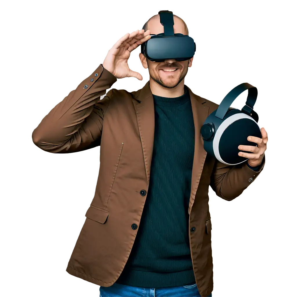 Man holding VR set