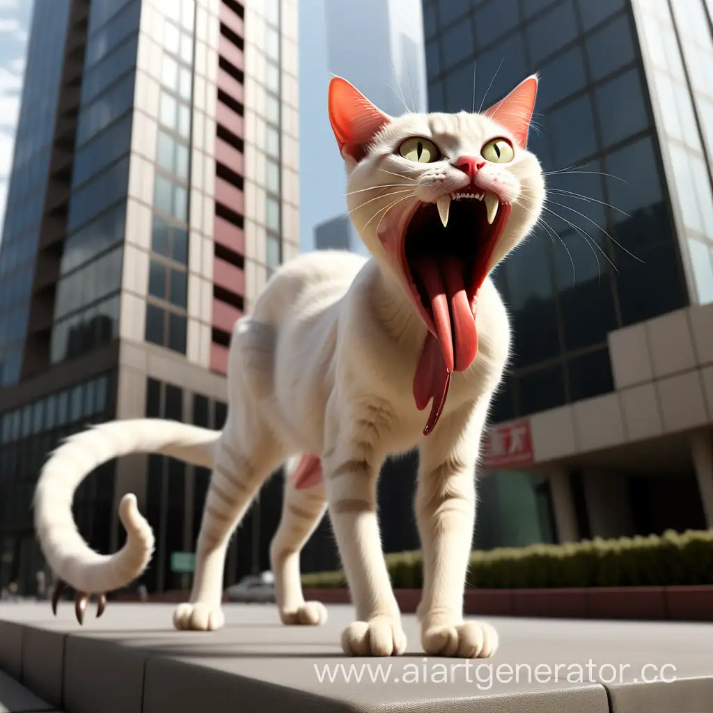 Demonic-Cat-with-Long-Legs-and-Towering-Stature-and-Flexing-Tongue