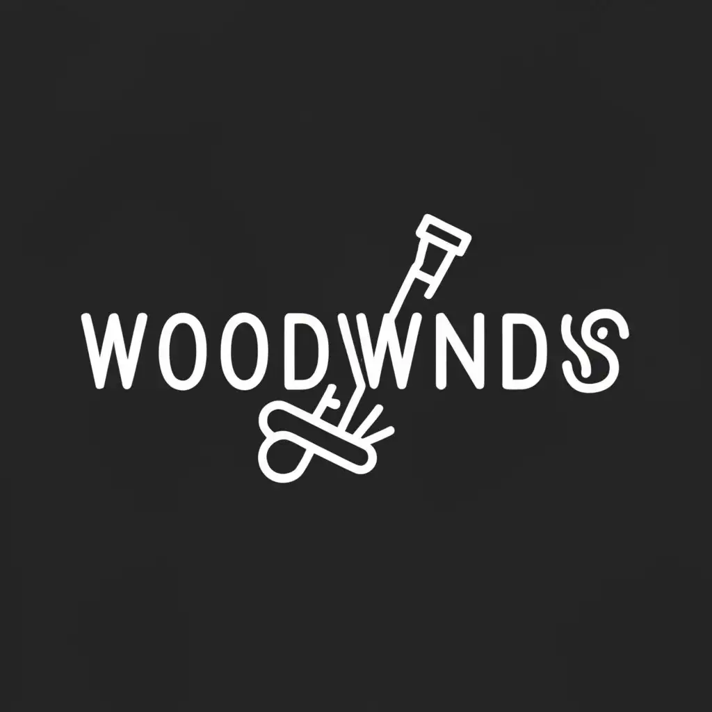 a logo design,with the text "woodwinds", main symbol:minimalistic, dark and easy to read,Minimalistic,be used in Entertainment industry,clear background