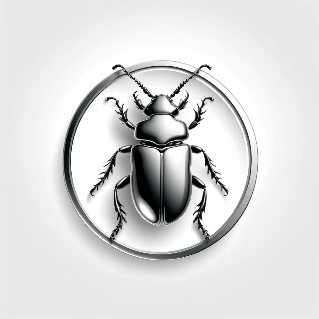logo of a beetle in platinum on a white background
