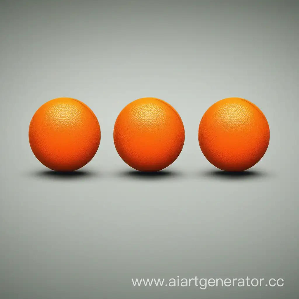Three-Vibrant-Orange-Balls-Lined-Up-on-a-Reflective-Surface