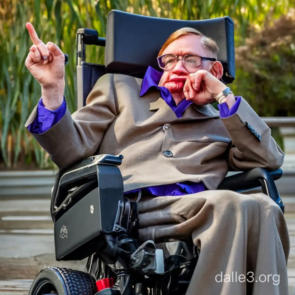 Stephen hawking extending his middle finger 