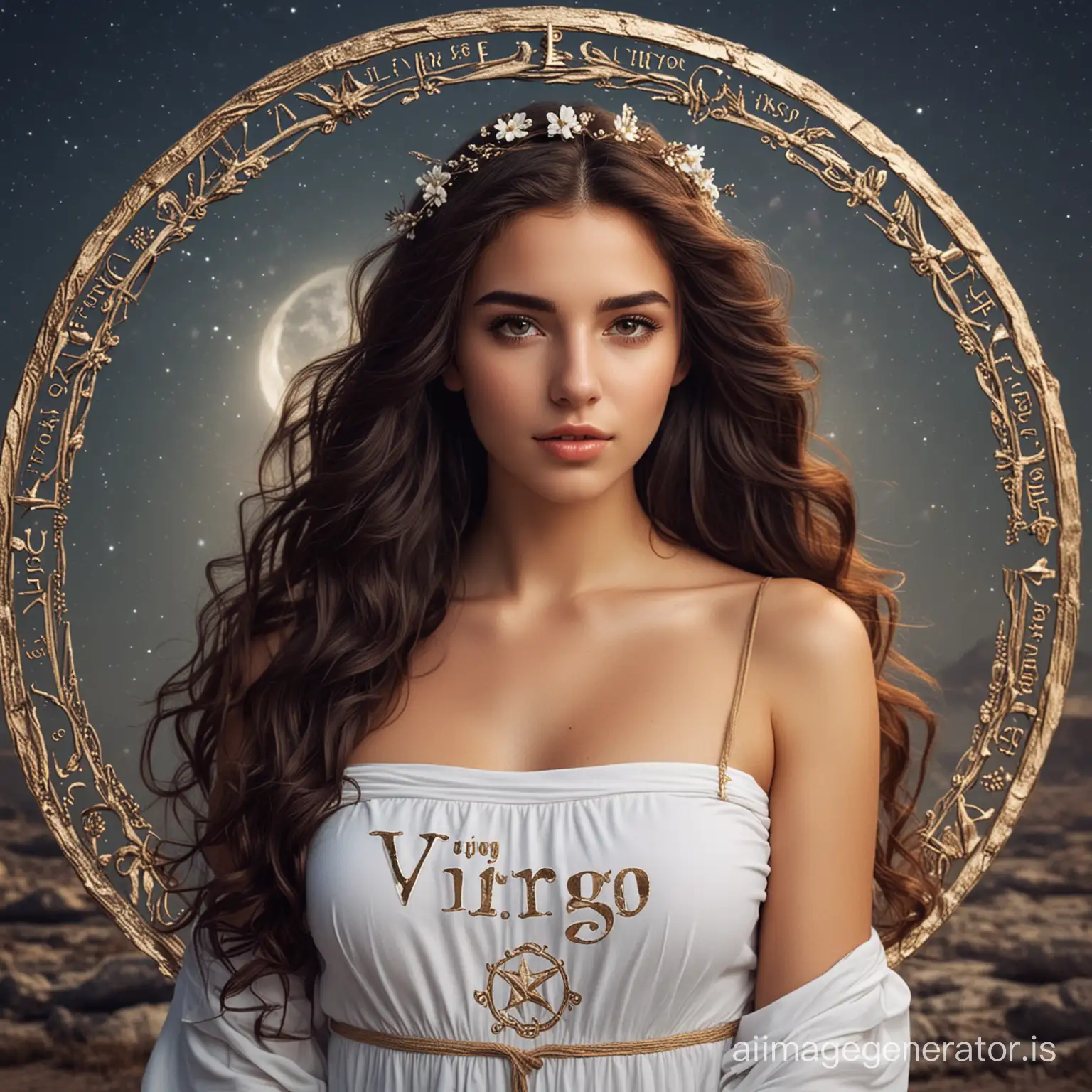 Virgo zodiac sign, symbol of virginity, pure, sexy beauty, Greek girl