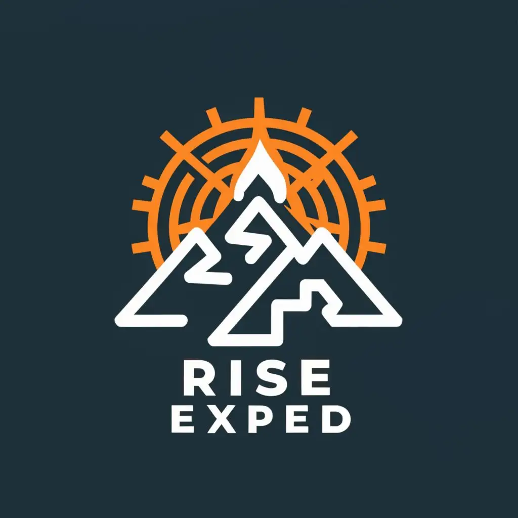 logo, Make premium topology logo with mountain, with the text "RISE EXPED", typography, be used in Travel industry