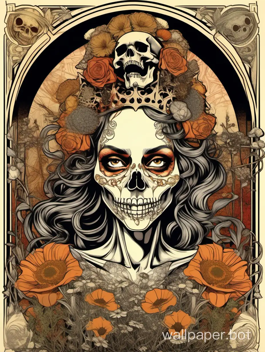 Skull-Venus-with-Iron-Crown-Pop-Art-Poster-Featuring-Gorgeous-Slute-and-Ornamental-Details