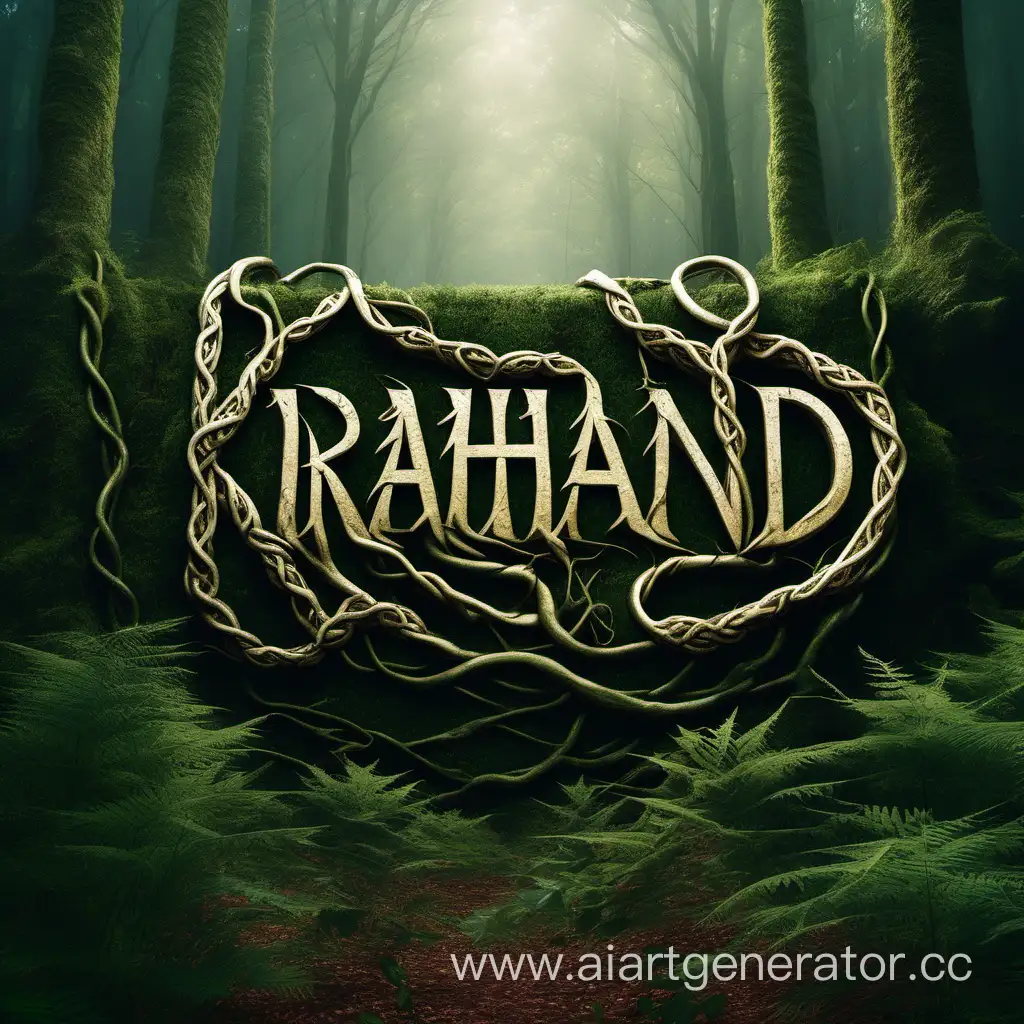 the inscription Krahnard in the forest is braided with vines