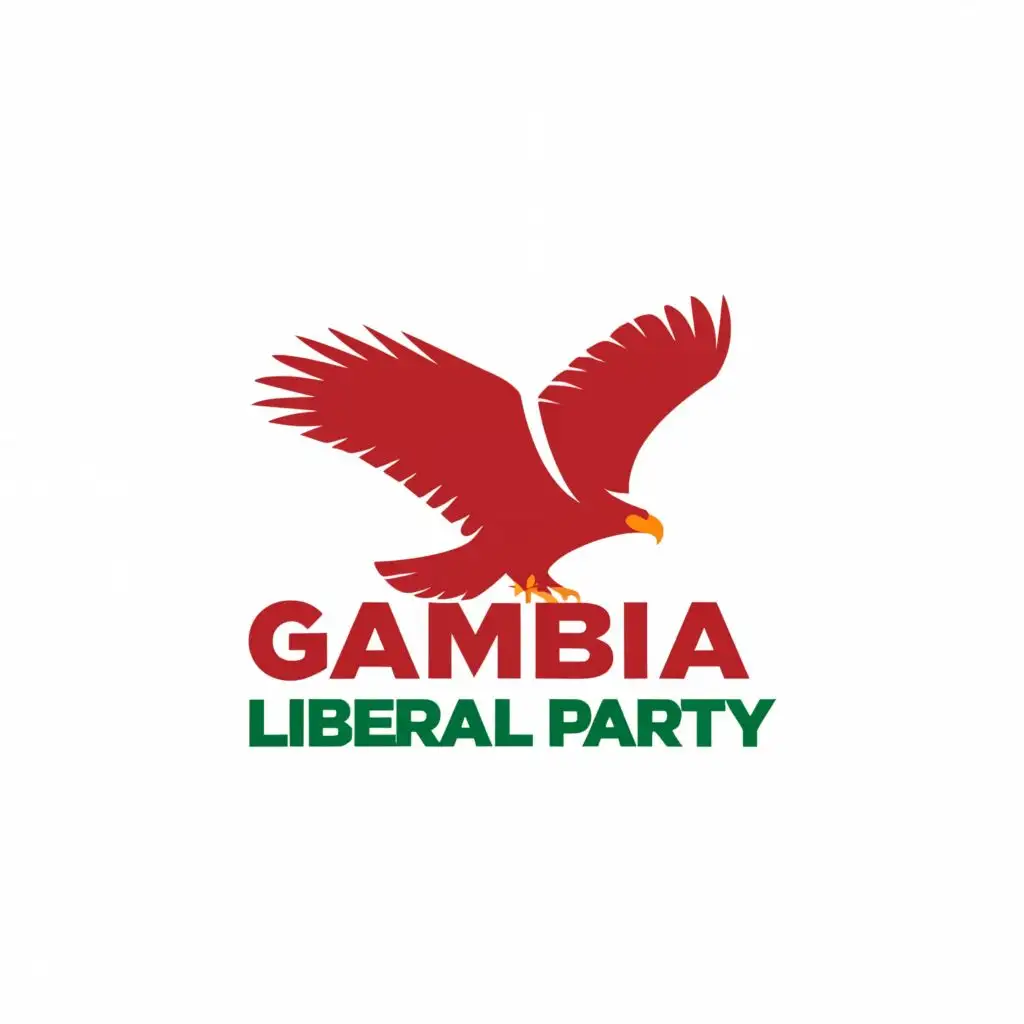 a logo design,with the text "GAMBIA LIBERAL PARTY
Breaking Barriers", main symbol:eagle red and green,Moderate,clear background