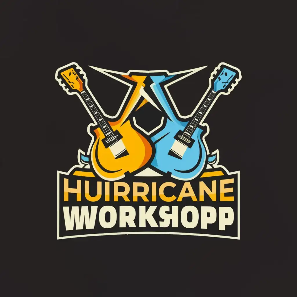 a logo design,with the text "Hurricane Workshop", main symbol:Guitars,Moderate,clear background