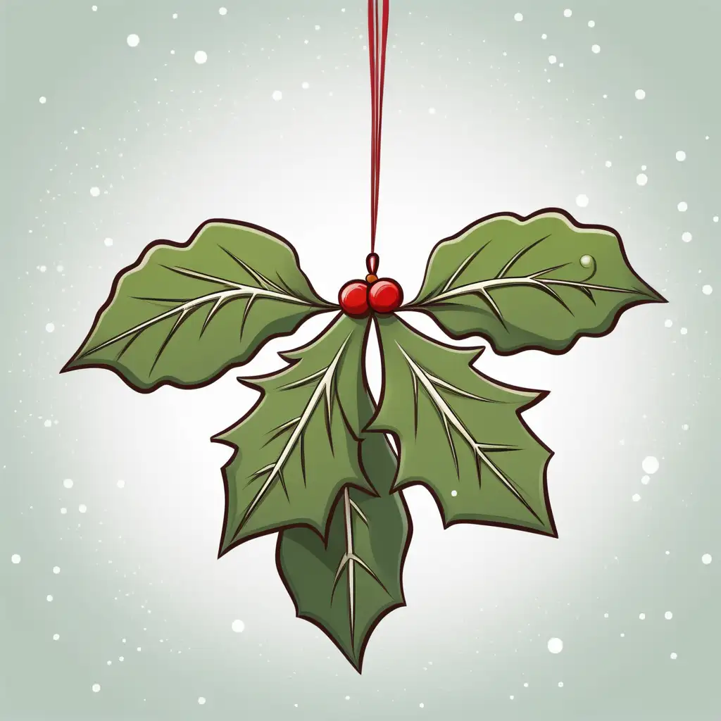 Festive Cartoon Scene with Christmas Mistletoe and Joyful Characters