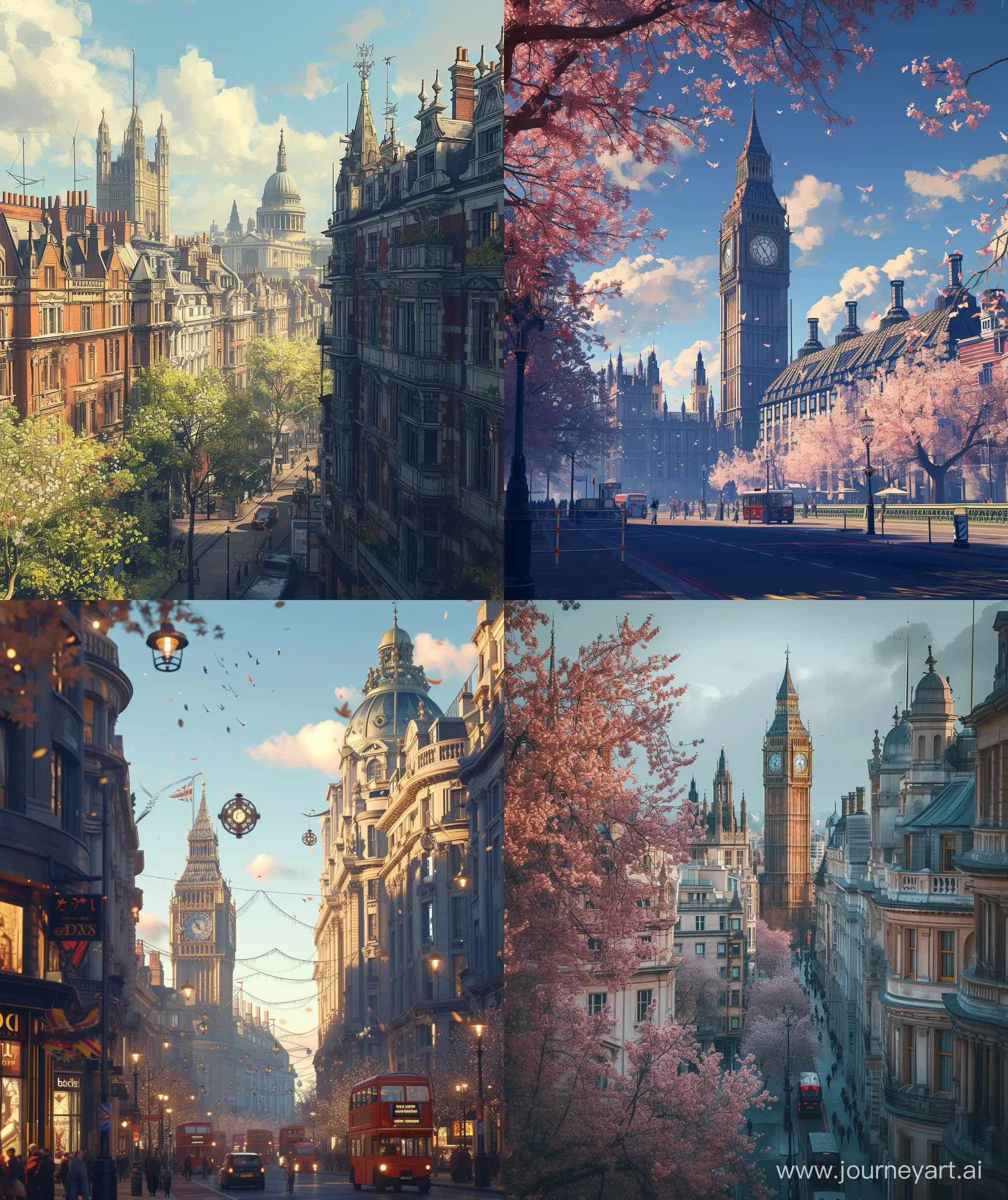 Bustling-Anime-Scenery-Stunning-Ultra-HD-CloseUp-of-Beautiful-London-City-in-Springtime