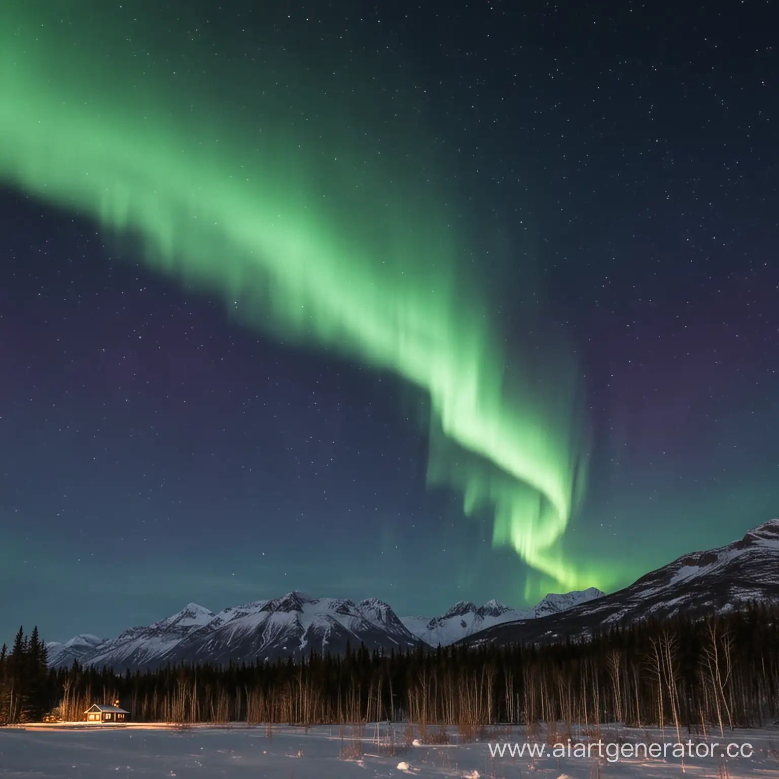 Aurora-Borealis-Display-Over-Snowy-Mountain-Range