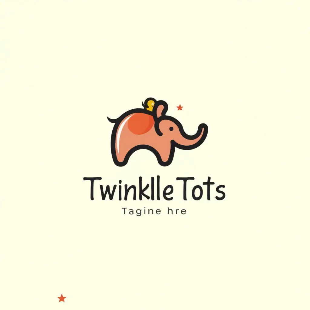 a logo design,with the text "twinkle totts", main symbol:elephant and baby girl,Minimalistic,be used in Retail industry,clear background