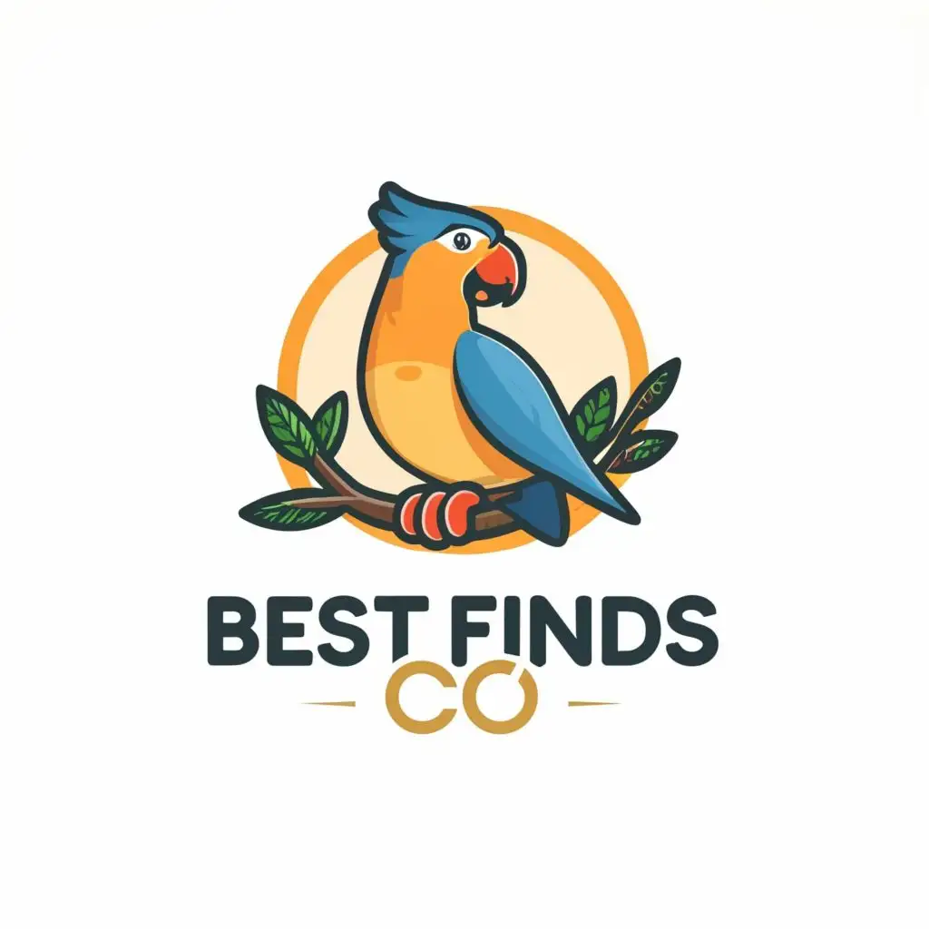 logo, happy parrot, with the text "Best Finds Co", typography, be used in Internet industry